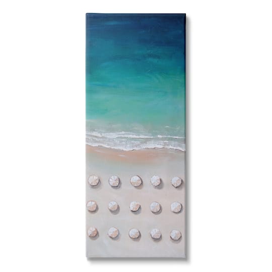 Stupell Industries Umbrella Beach Coast Deep Blue Waters Aerial Painting Canvas Wall Art